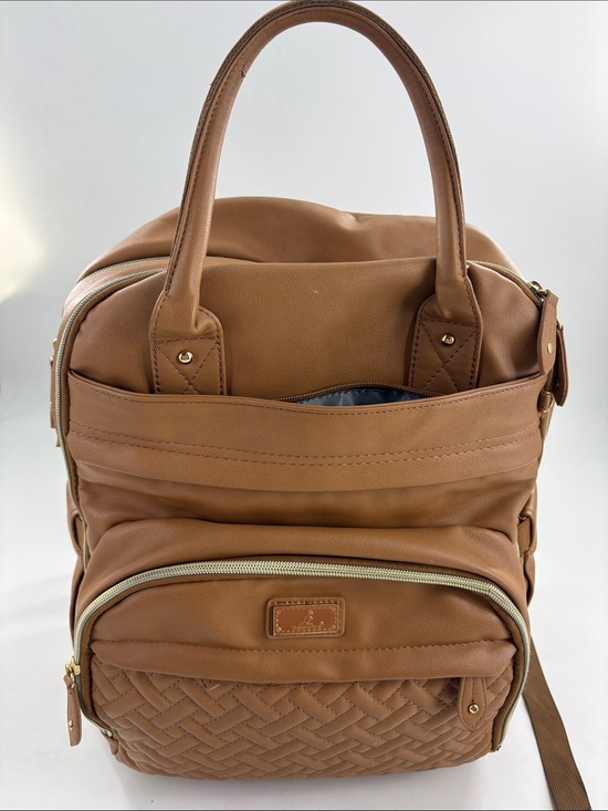 BabbleRoo Other - BabbleRoo Vegan Tan Leather Diaper Bag Backpack - Baby